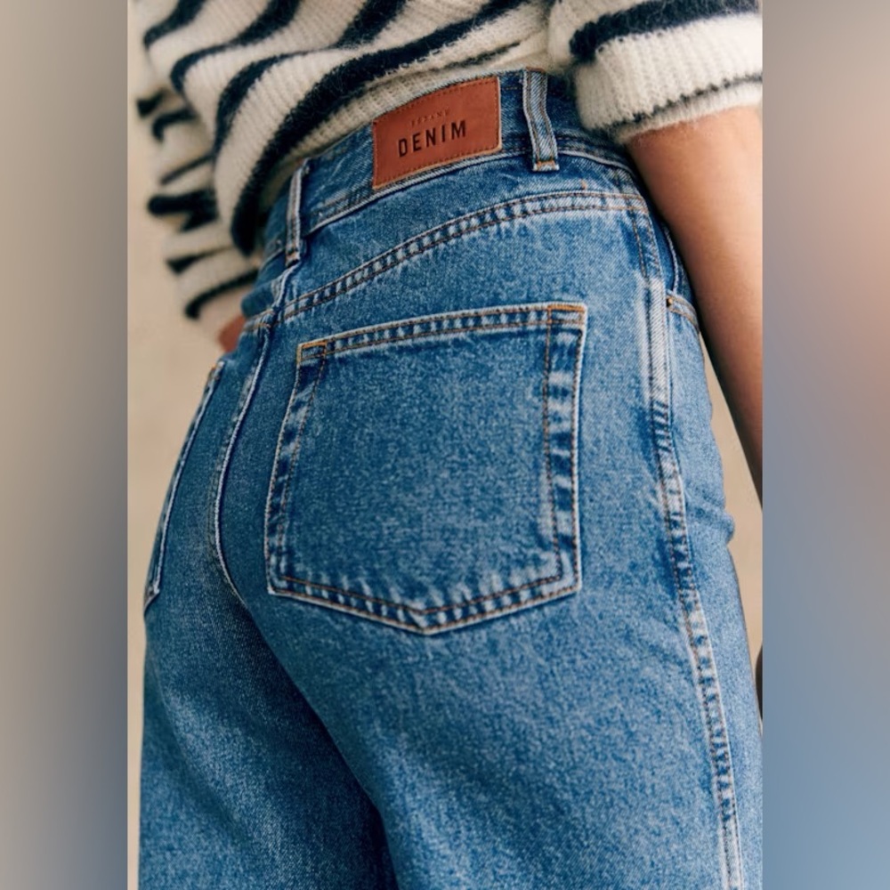 Sezane Le Crop High Rise Wide Leg Jeans in Denim Blue Worn Once-Still Full Price - Picture 4 of 11